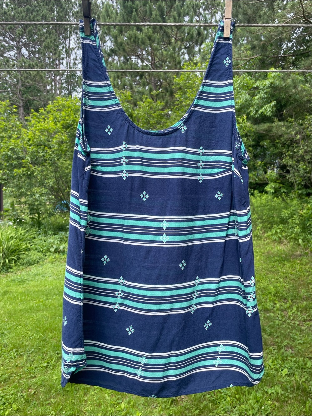 GAP Navy and Teal Striped Sleeveless Top